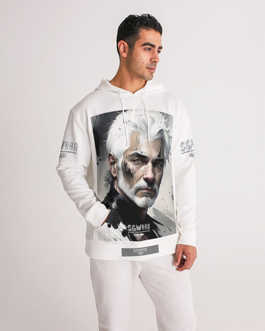 White silver grey fox King Men's All-Over Print Hoodie