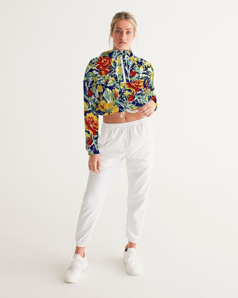 Painted floor design Women's All-Over Print Cropped Windbreaker