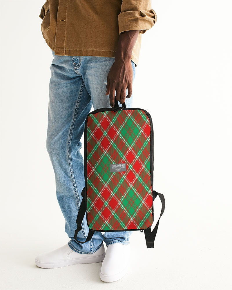 Red & Green cross pattern Slim Tech Backpack