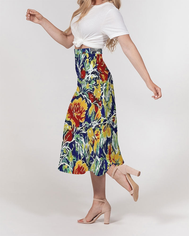 Painted floor design Women's All-Over Print A-Line Midi Skirt