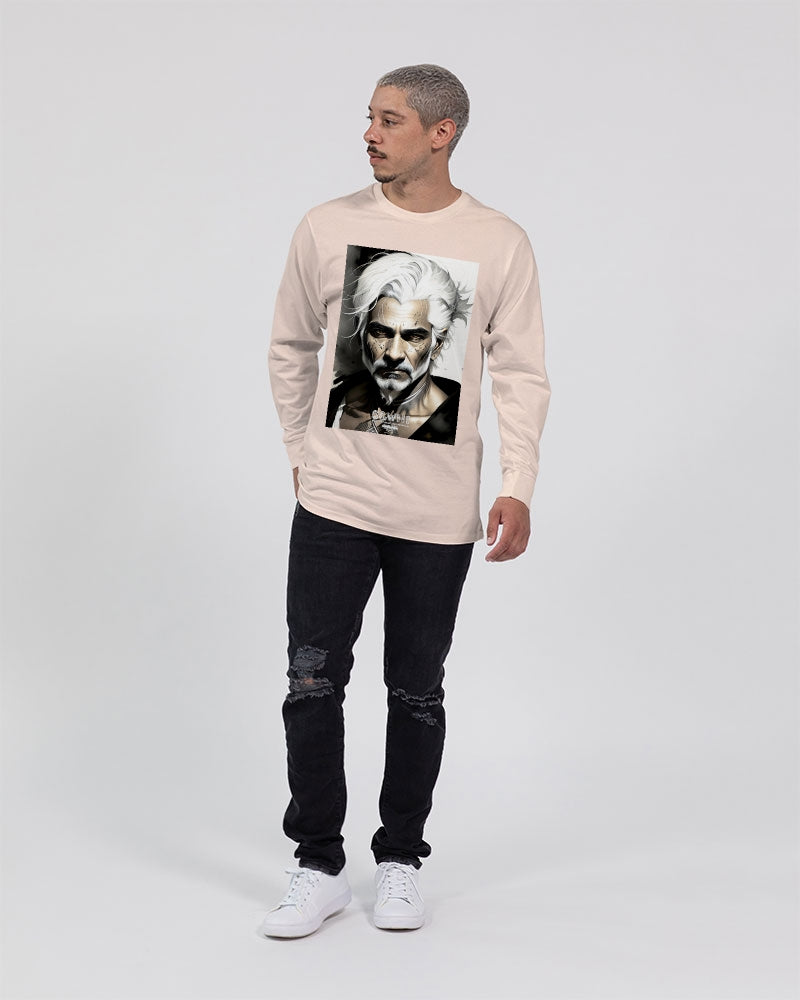 Handsome Silver grey Indian ink Portrait Unisex Long Sleeve Tee | Lane Seven