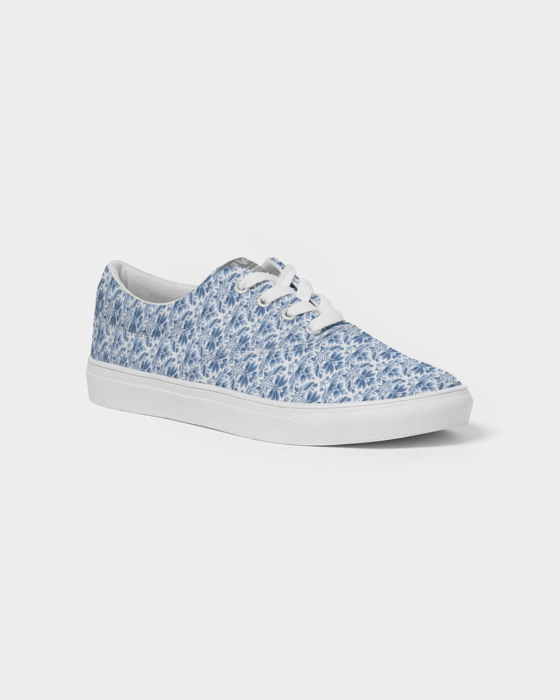 light blue Royal patten  Men's Lace Up Canvas Shoe