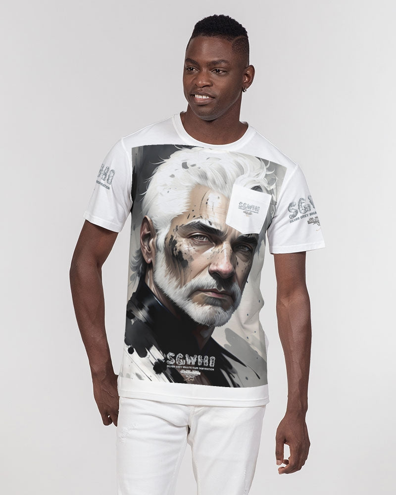 White silver grey fox King Men's All-Over Print Pocket Tee