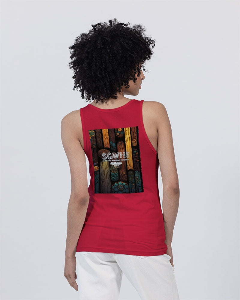 South Asian silver grey white hair sisters portrait [2] Unisex Jersey Tank | Bella + Canvas