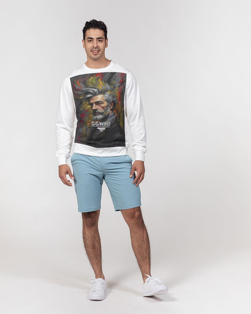 White Knight, Men's All-Over Print Classic French Terry Crewneck Pullover