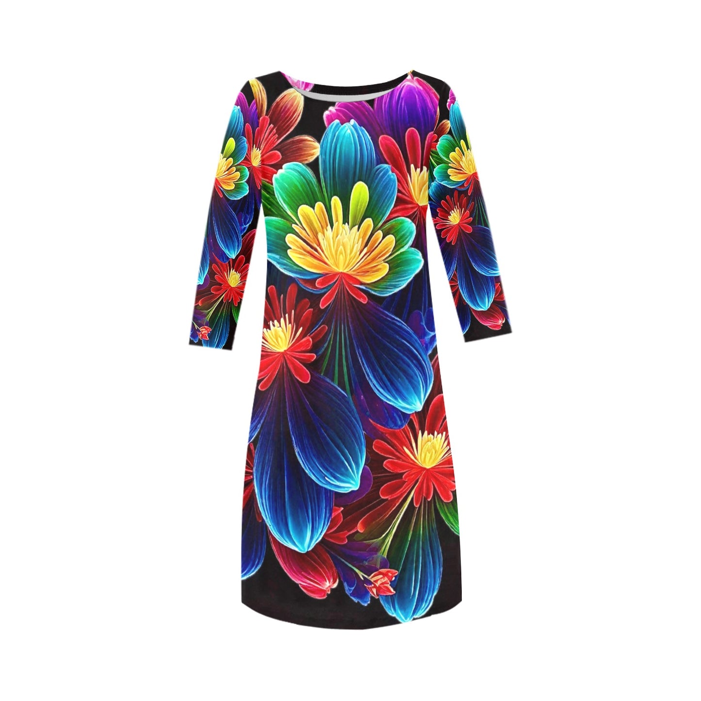 Women's Loose Round Neck Dress (Model D22)