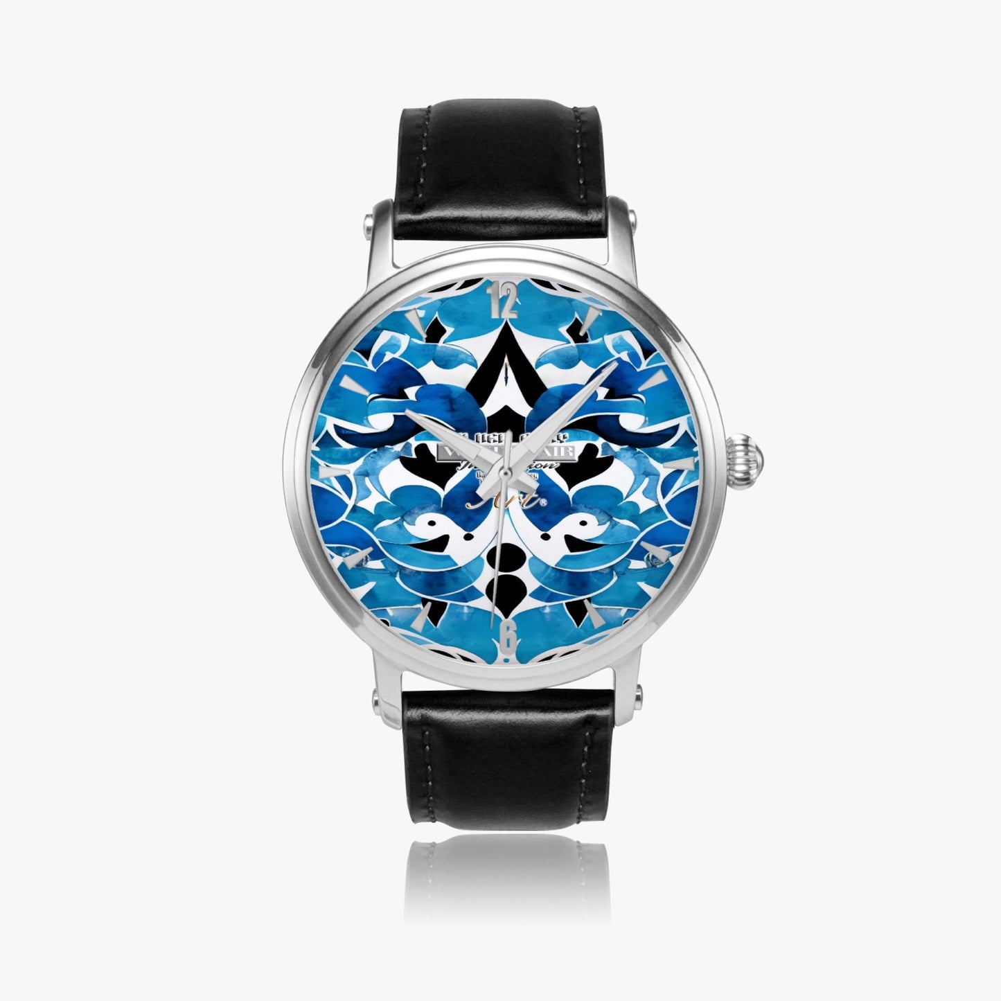 Silver grey white hair inspiration abstract pattern 46mm Unisex Automatic Watch (Silver)