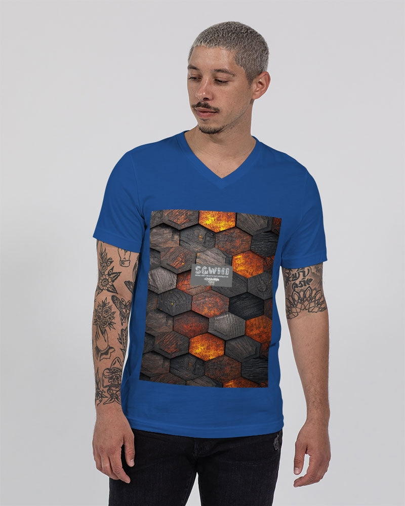 Cool stone hexagon patten 3D Unisex Jersey V-Neck Tee | Bella + Canvas