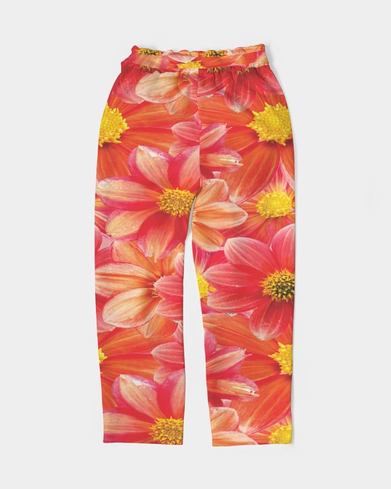 Beautiful blood orange flower design Women's All-Over Print Belted Tapered Pants