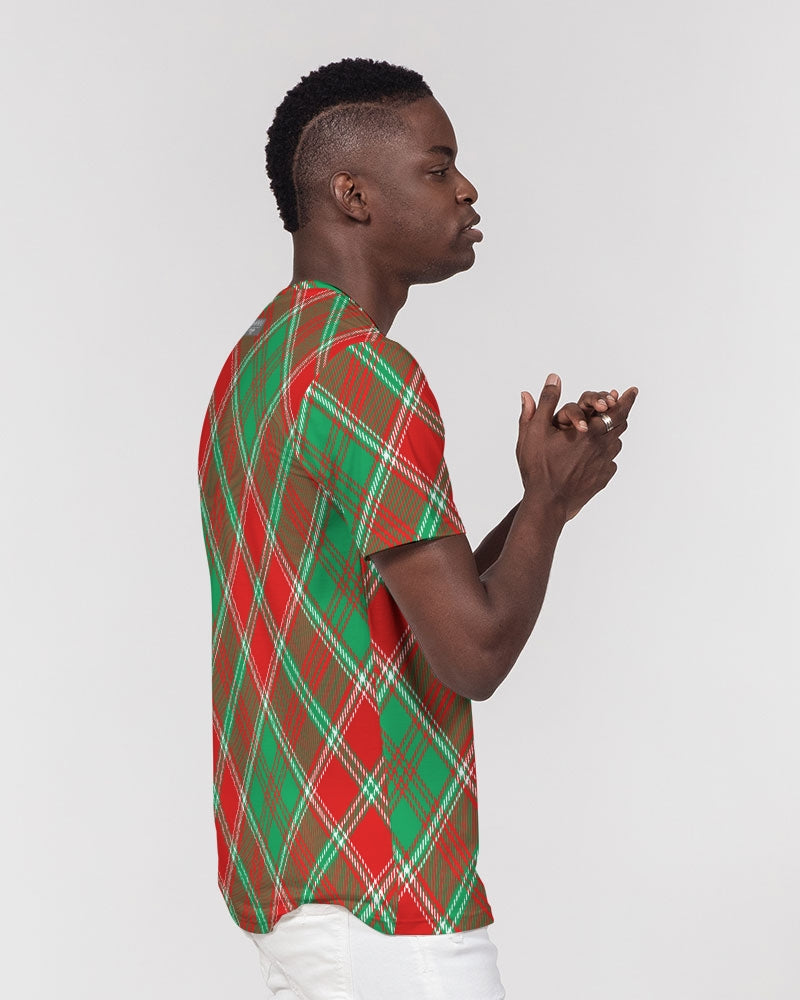 Red & Green cross pattern Men's All-Over Print Pocket Tee