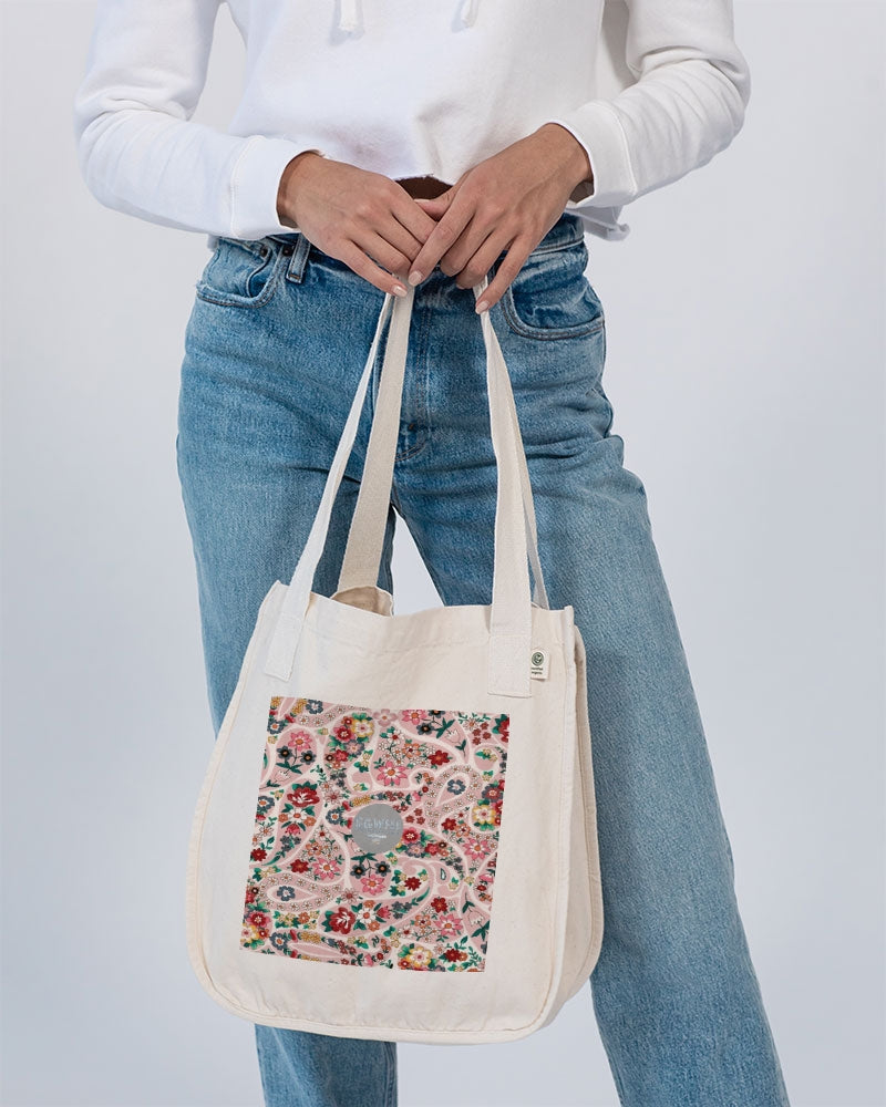 Pink abstract Pretty Sisters Organic Cotton Canvas Market Tote | Econscious