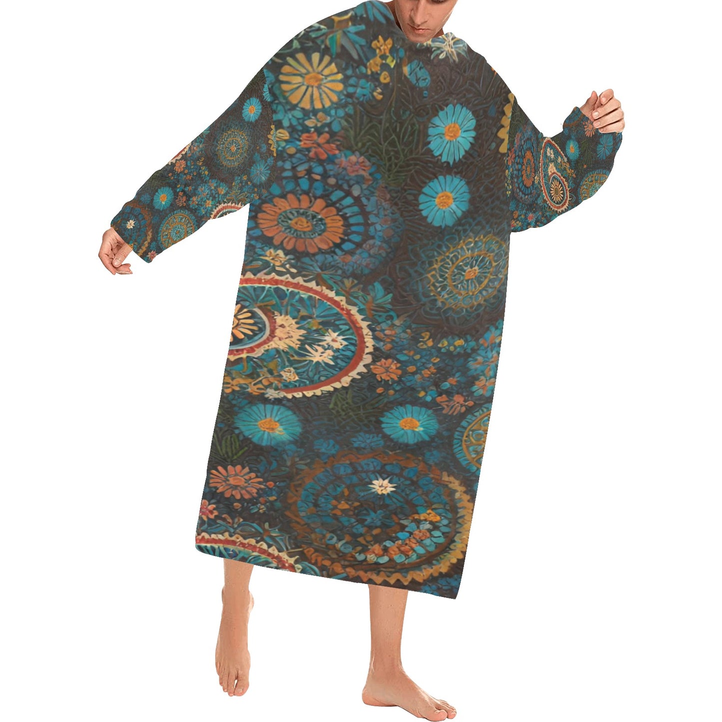 Blanket Robe with Sleeves for Adults