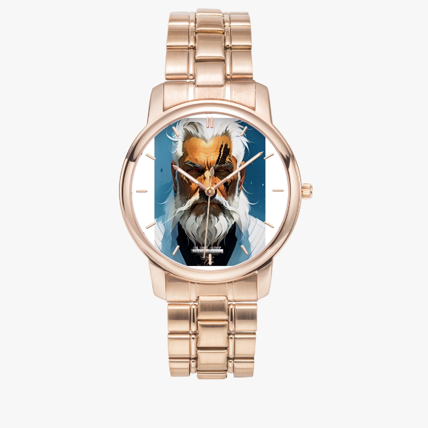 Silver bearded warrior. Folding Clasp Type Stainless Steel Quartz Watch (With Indicators)