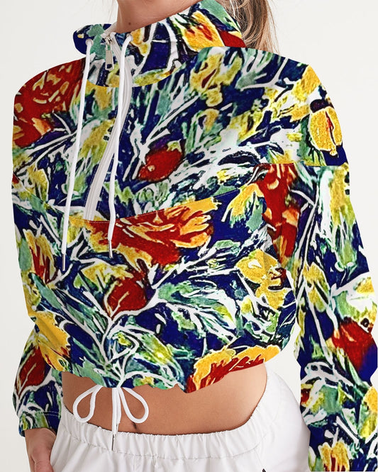 Painted floor design Women's All-Over Print Cropped Windbreaker