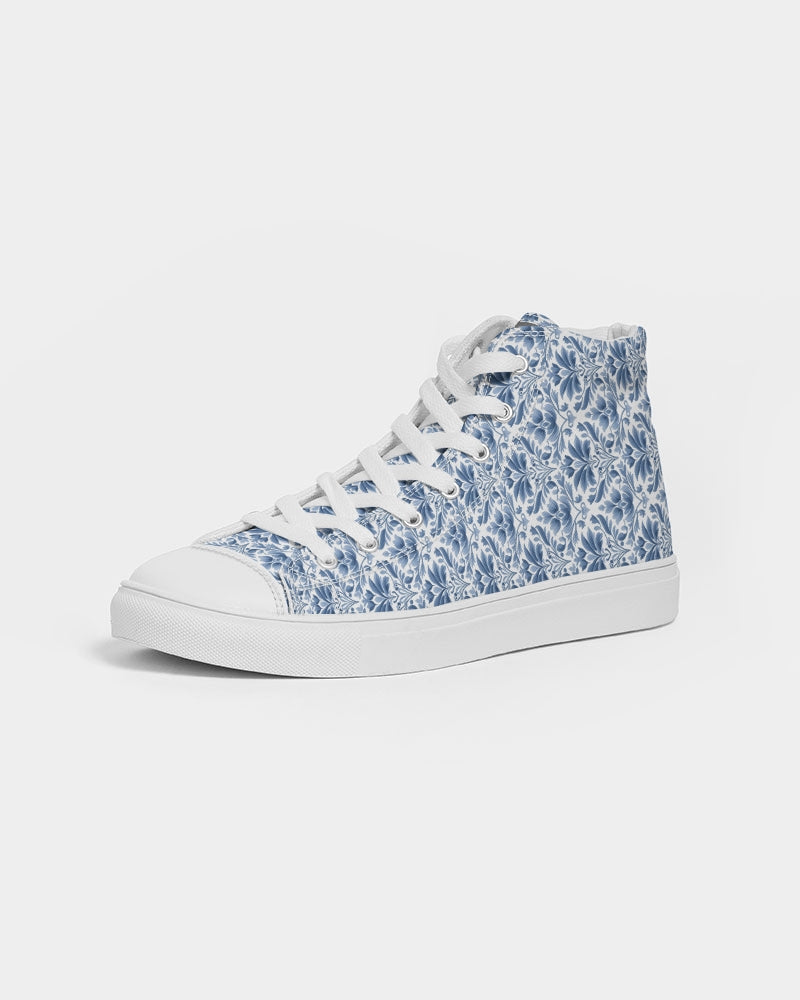 light blue Royal patten  Men's Hightop Canvas Shoe