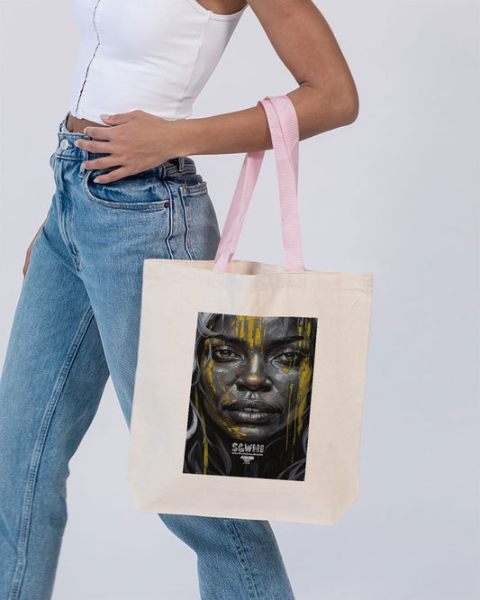 Black Sister Collection [Part 3 ] Canvas Tote with Contrast-Color Handles | Q-Tees