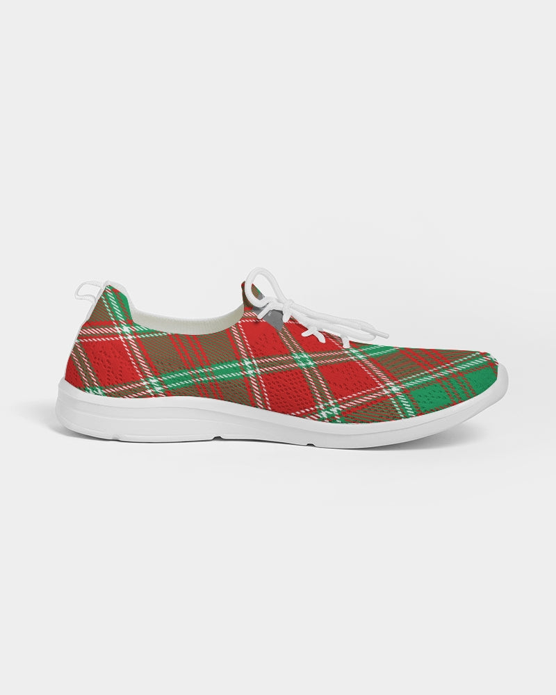 Red & Green cross pattern Men's Lace Up Flyknit Shoe