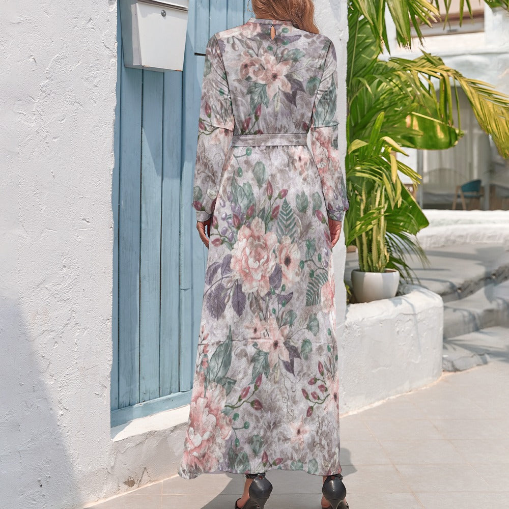 Pink floral long dress