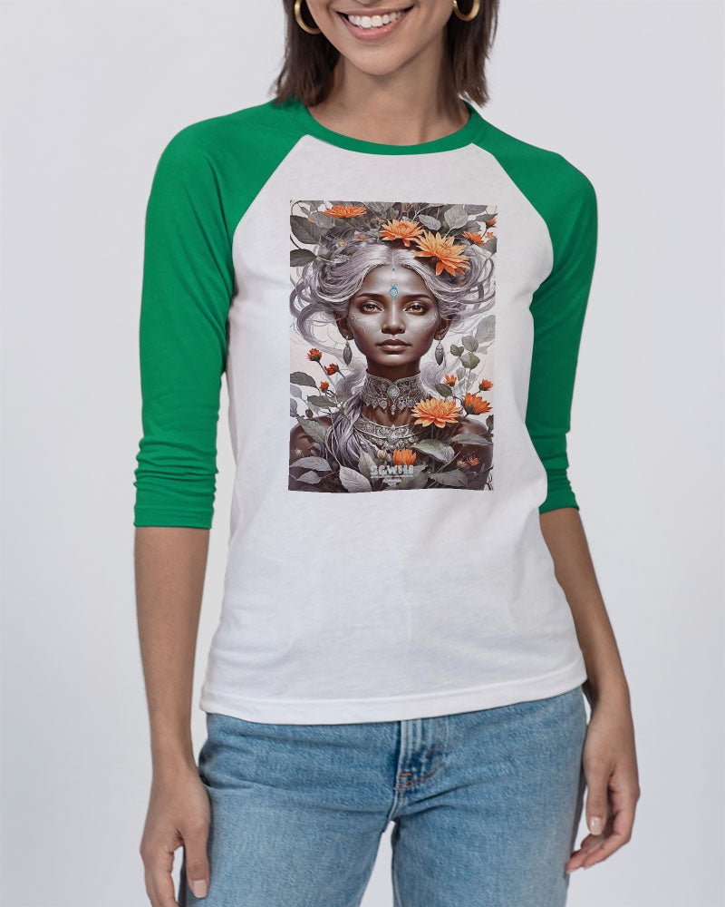 Blossom Indian Grey sister Unisex Three-Quarter Sleeve Baseball Tee | Bella + Canvas