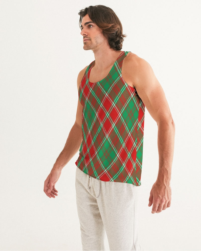 Red & Green cross pattern Men's All-Over Print Tank