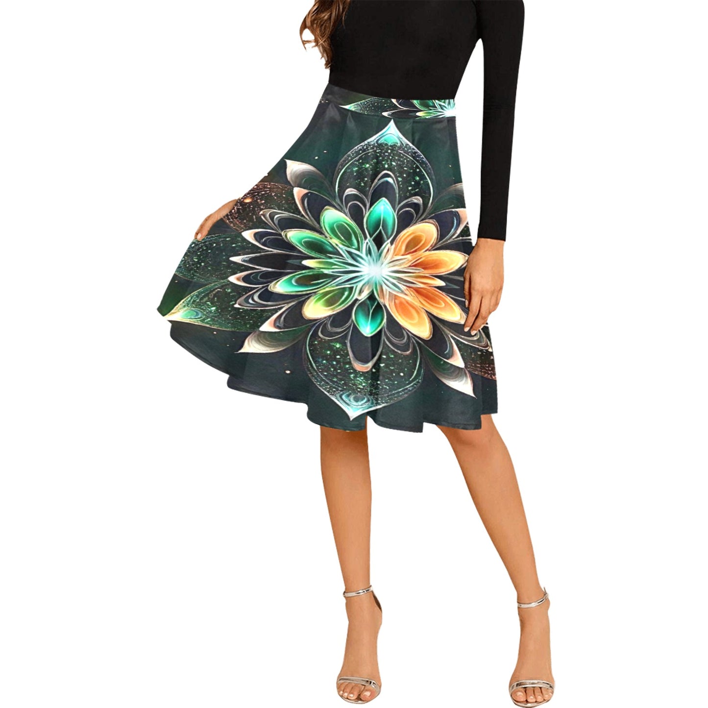 Women's Pleated Midi Skirt (Model D15)