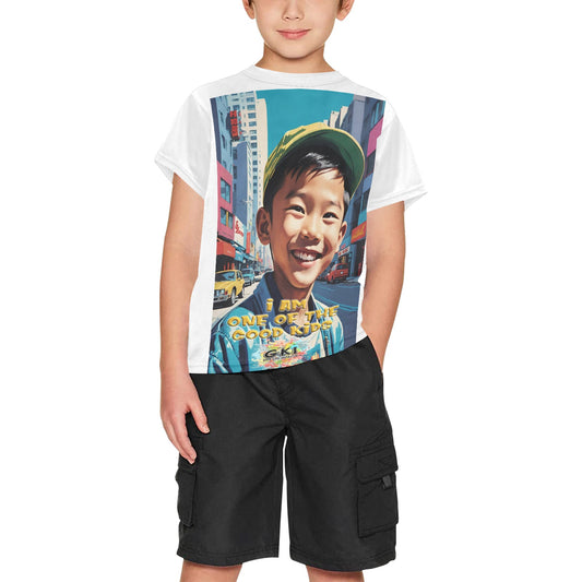 Big Boys' All Over Print Crew Neck T-Shirt(T40-2)