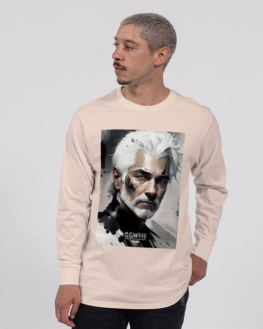 White silver grey fox King Unisex Long Sleeve Tee | Lane Seven