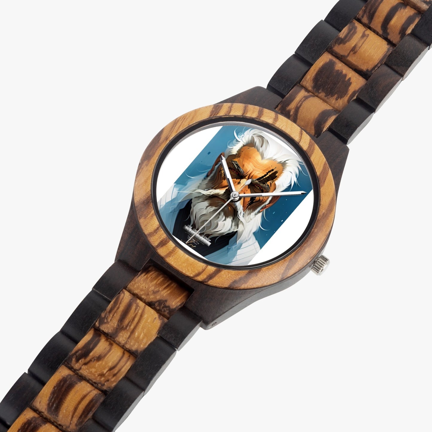 Silver bearded warrior Indian Ebony Wooden Watch