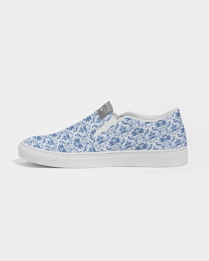 light blue Royal patten  Men's Slip-On Canvas Shoe