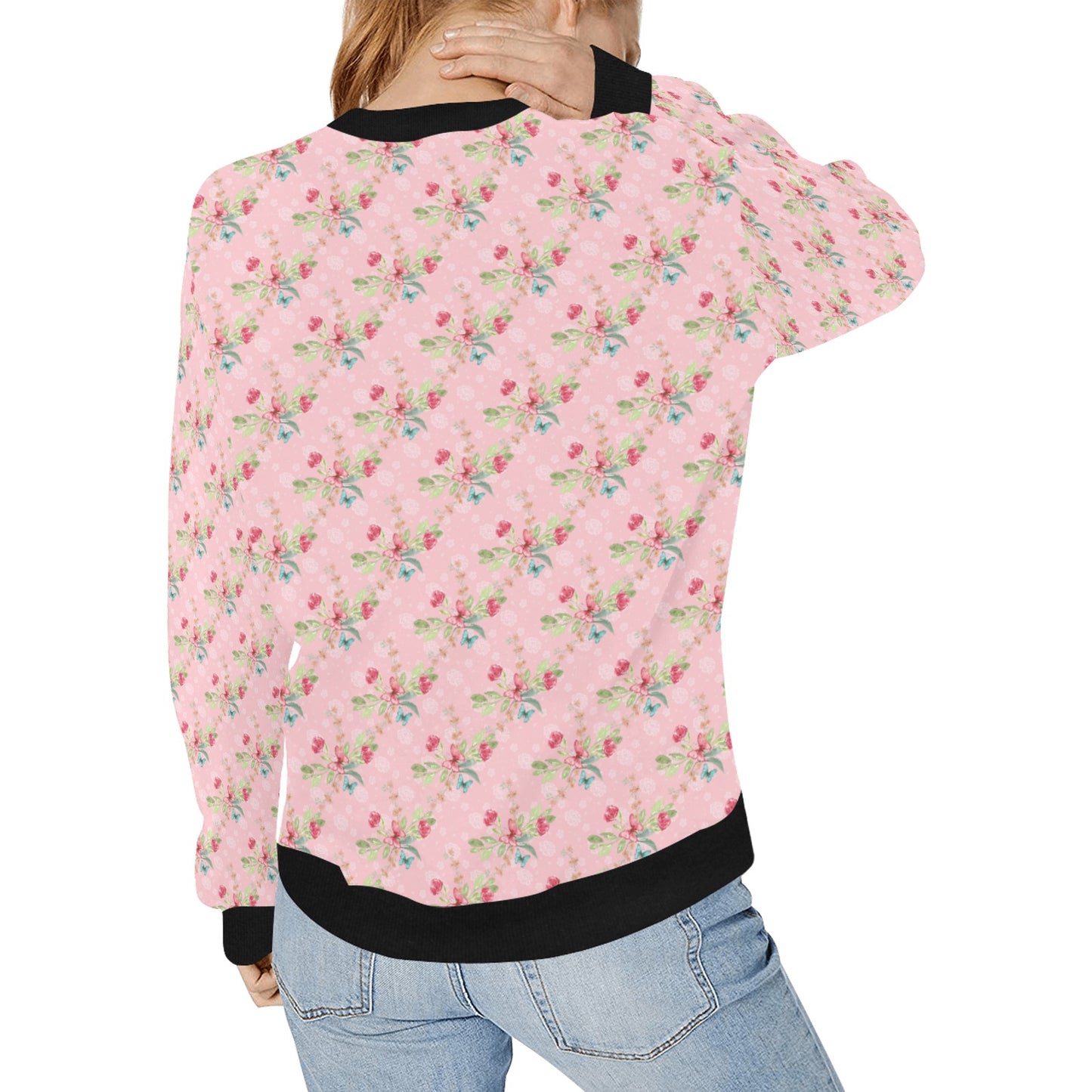 Women's Rib Cuff Crew Neck Sweatshirt (H34)