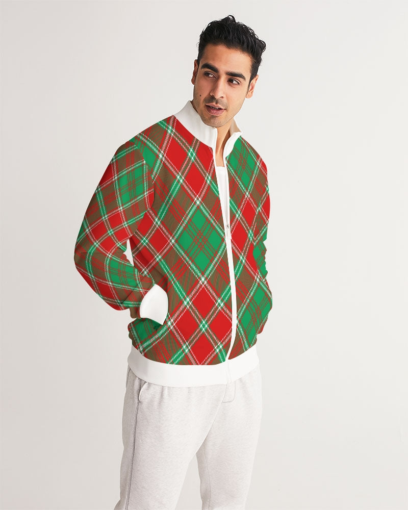 Red & Green cross pattern Men's All-Over Print Track Jacket