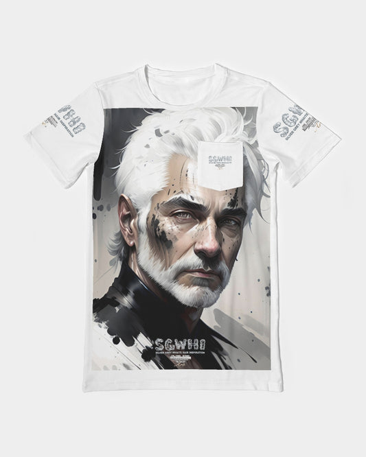 White silver grey fox King Men's All-Over Print Pocket Tee