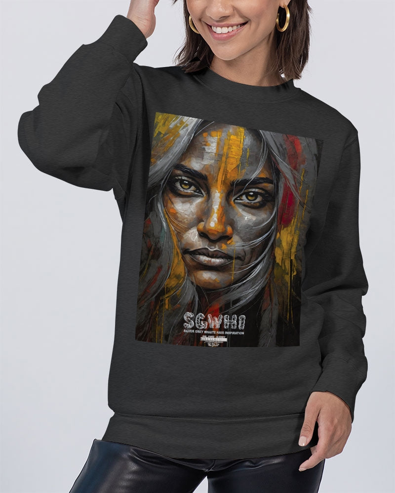 South Asian silver grey white hair sisters portrait  Unisex Premium Crewneck Sweatshirt | Lane Seven