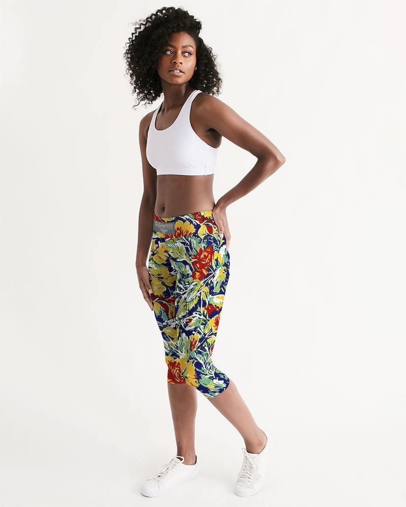 Painted floor design Women's All-Over Print Mid-Rise Capri