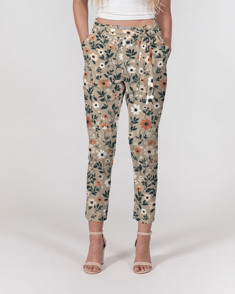 Busy and pretty Women's All-Over Print Belted Tapered Pants