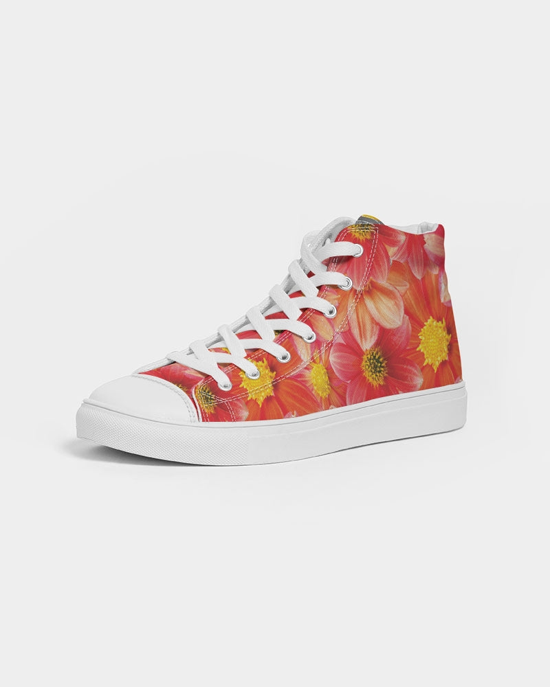 Beautiful blood orange flower design Women's Hightop Canvas Shoe