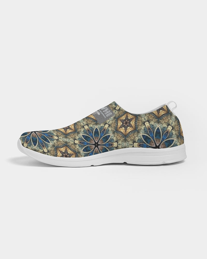 Green & Dark Blue almost star pattern. Men's Slip-On Flyknit Shoe