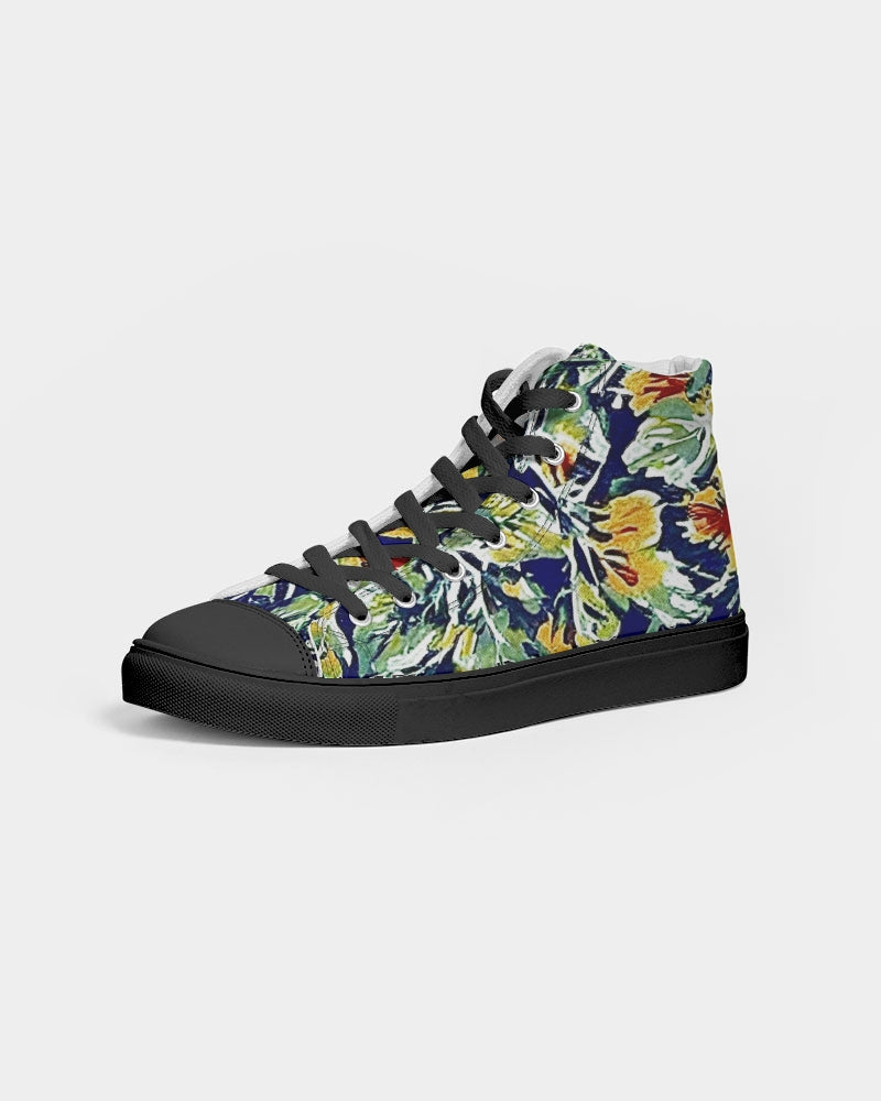 Painted floor design Women's Hightop Canvas Shoe - Black