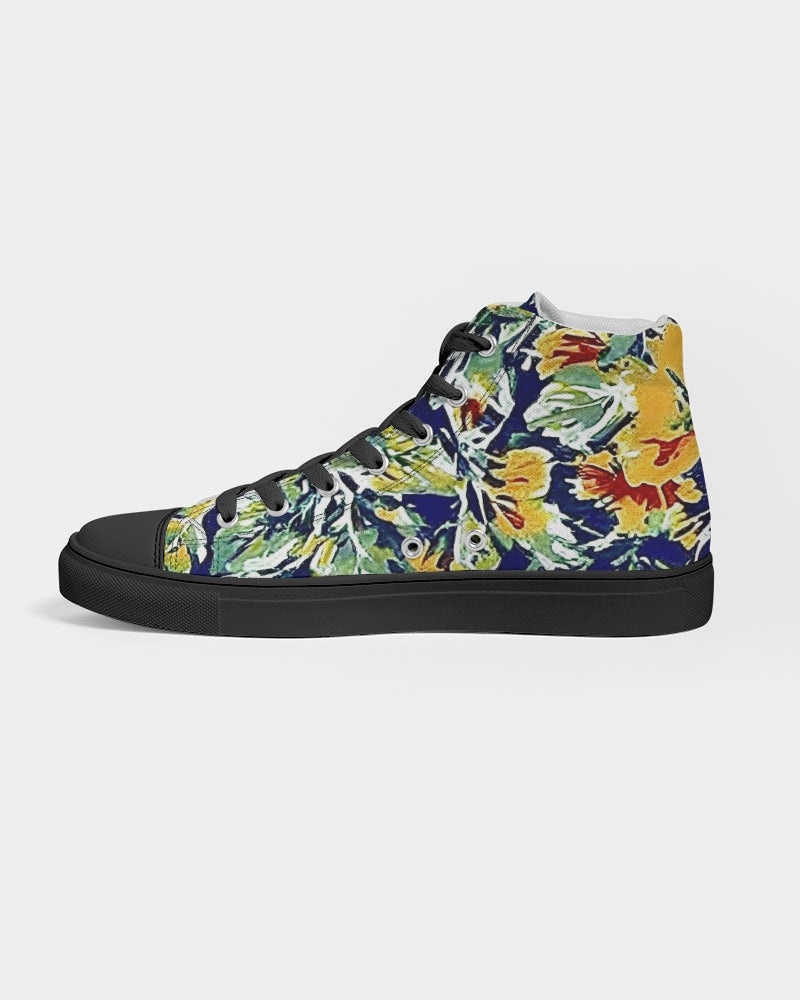 Painted floor design Women's Hightop Canvas Shoe - Black