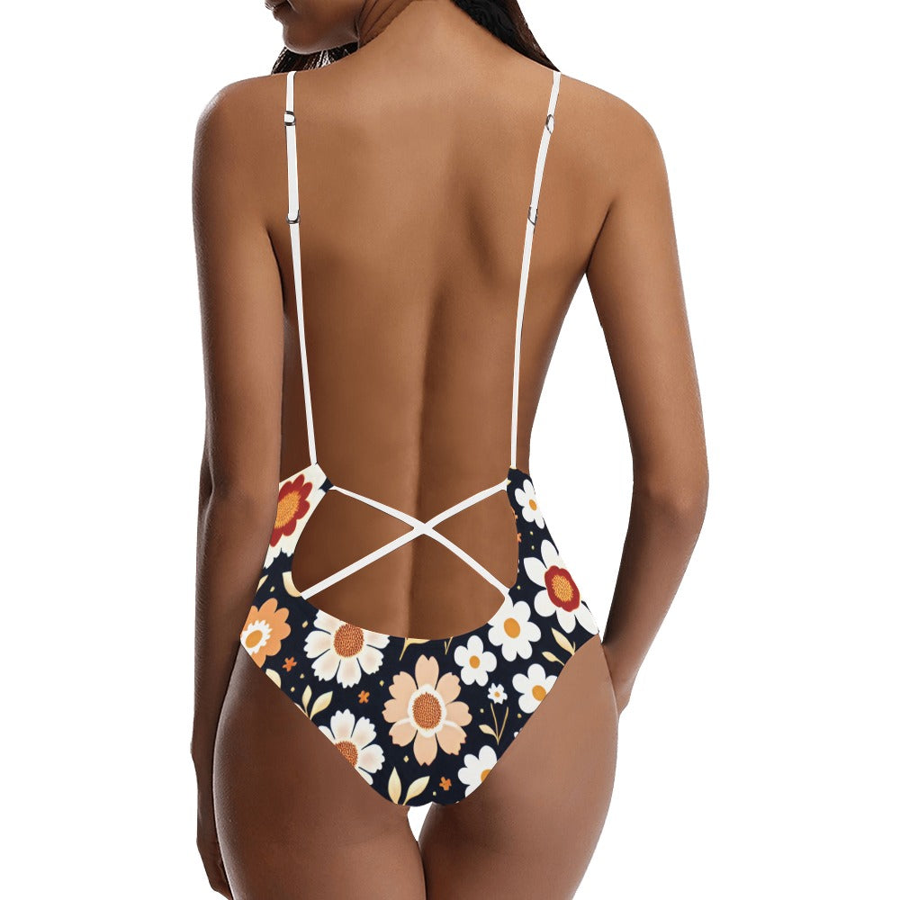 Sexy Lacing Backless One-Piece Swimsuit (Model S10)