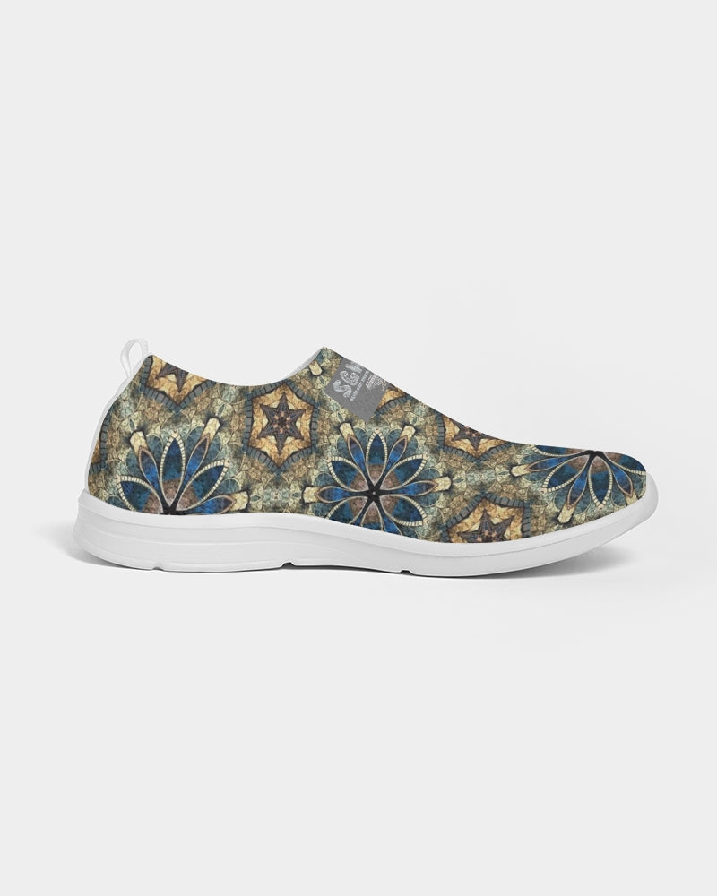 Green & Dark Blue almost star pattern. Men's Slip-On Flyknit Shoe