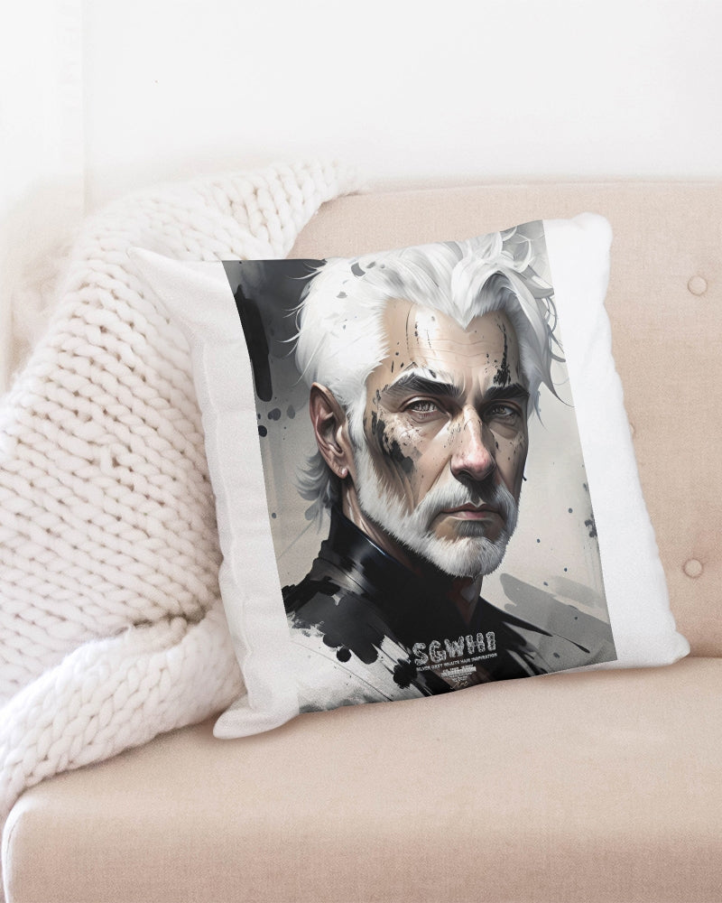 White silver grey fox King Throw Pillow Case 20"x20"