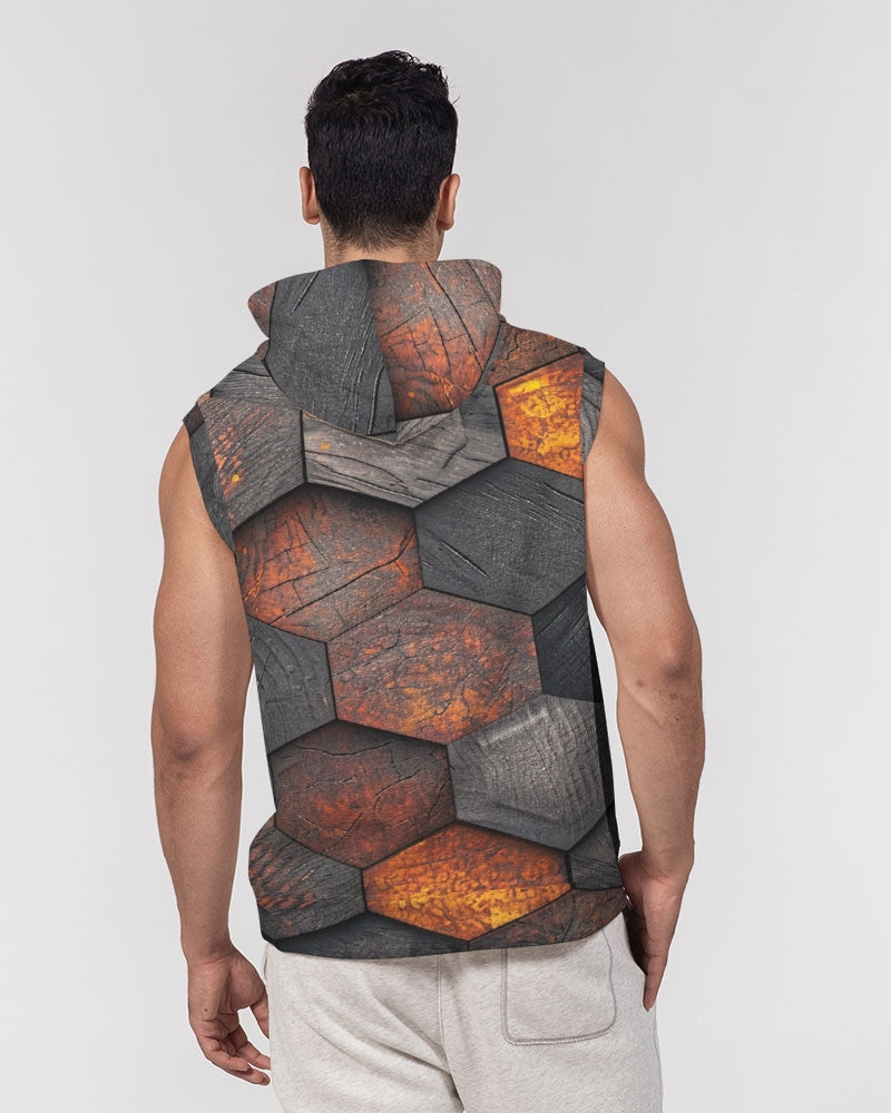 Cool stone hexagon patten 3D Men's All-Over Print Heavyweight Sleeveless Hoodie