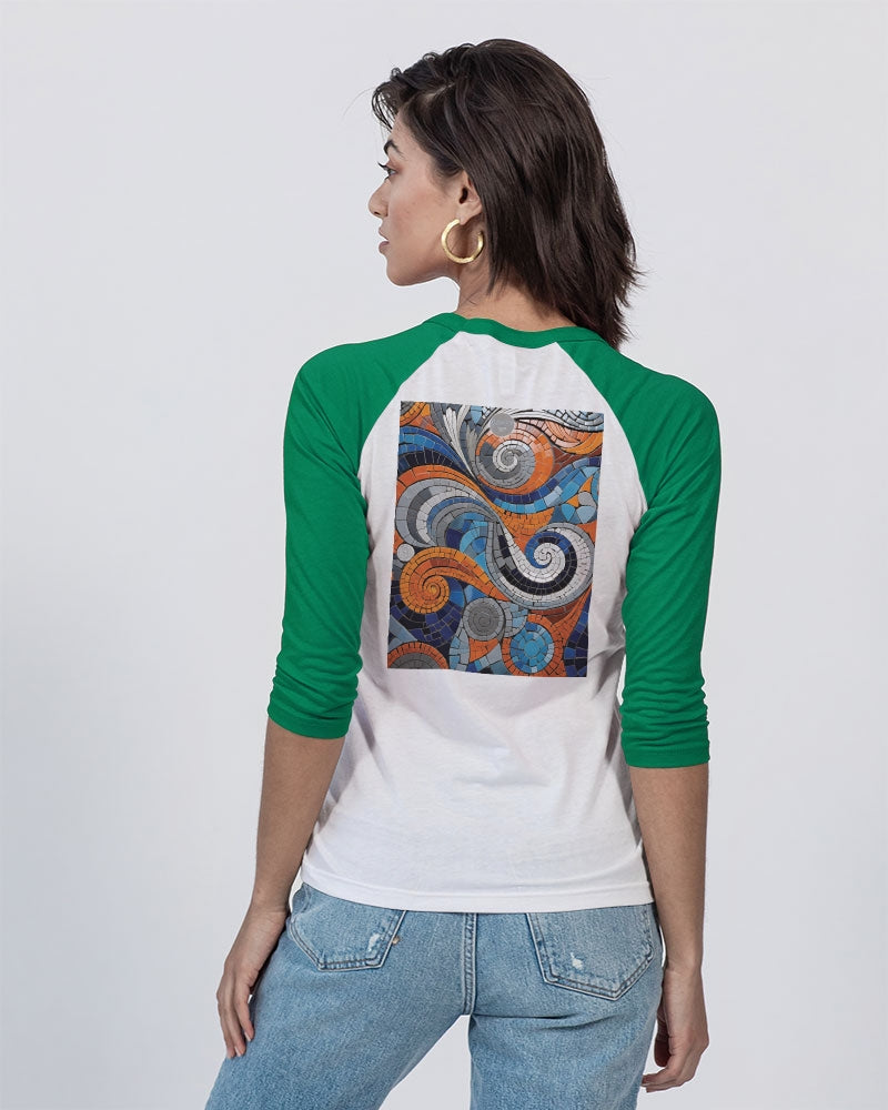 Beautiful Mosaic White Sister  Unisex Three-Quarter Sleeve Baseball Tee | Bella + Canvas