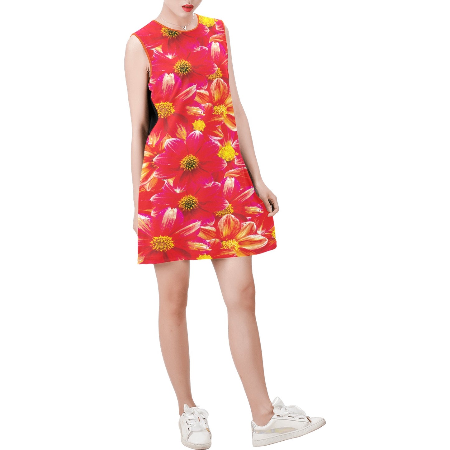 Sleeveless Round Neck Shift Dress (Model D51)