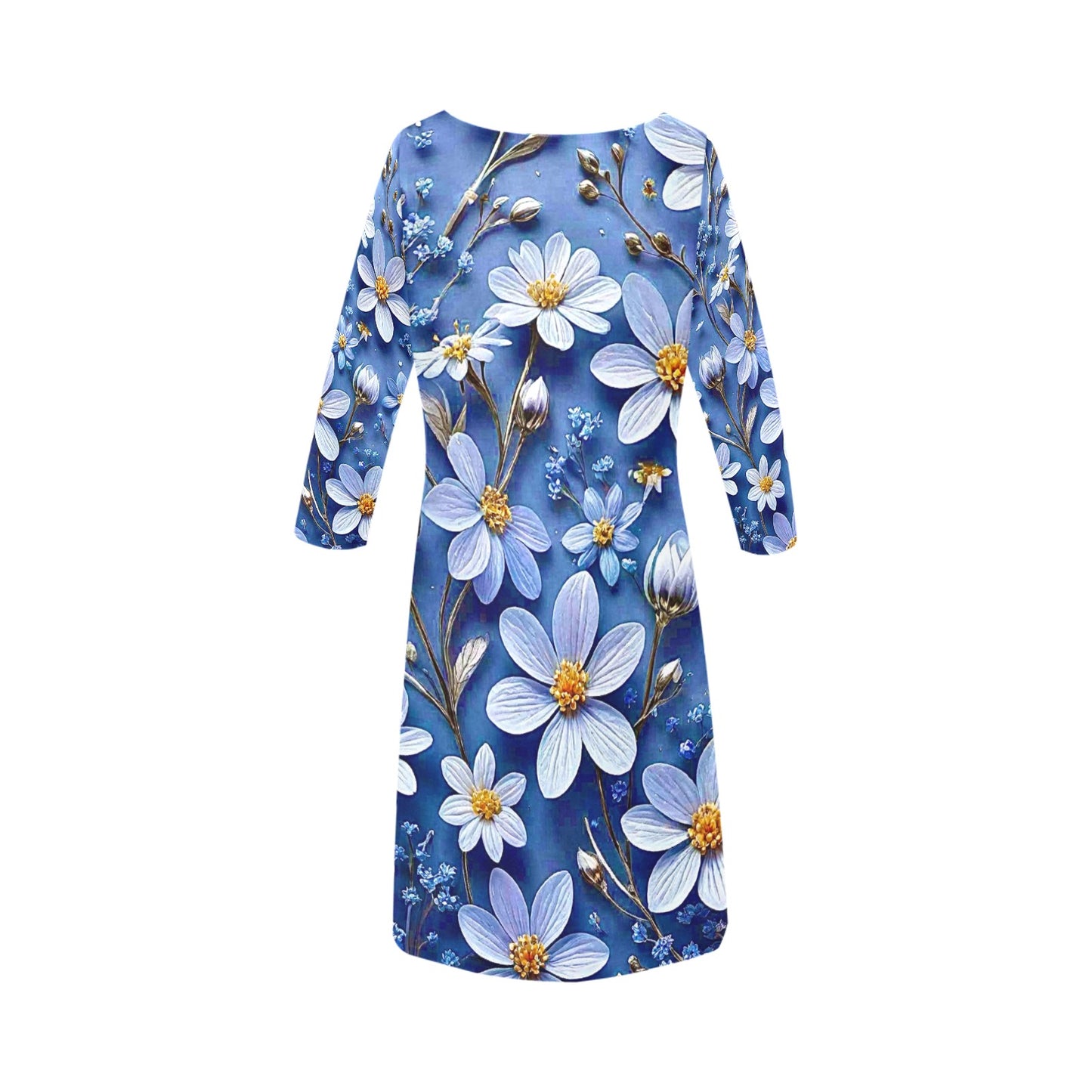 Women's Loose Round Neck Dress (Model D22)