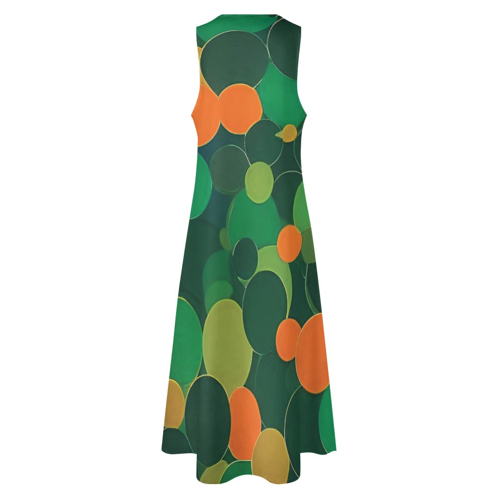 Orange and green ball pattern Long dress