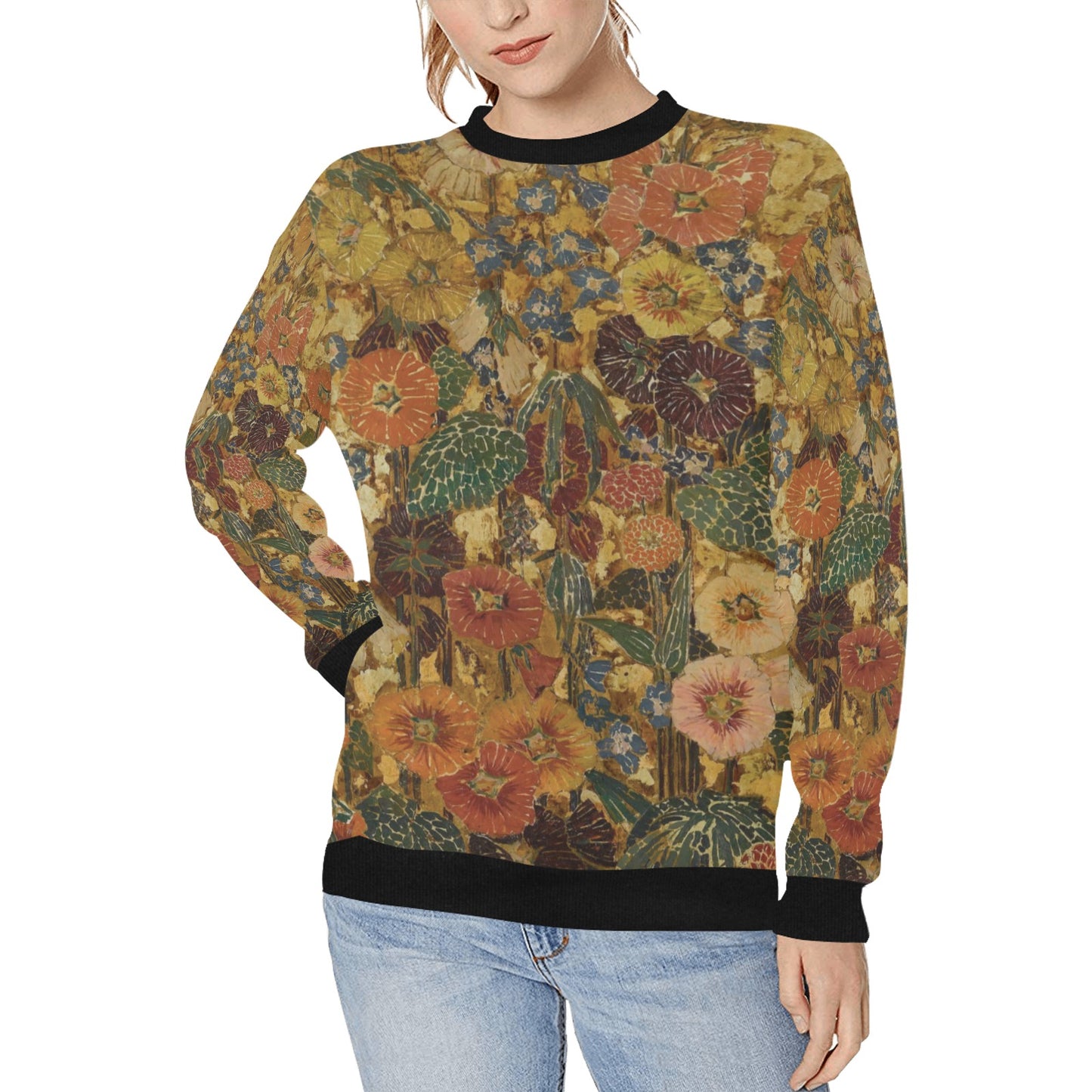 Women's Rib Cuff Crew Neck Sweatshirt (H34)