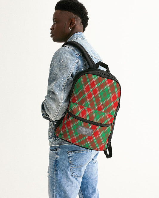 Red & Green cross pattern Small Canvas Backpack