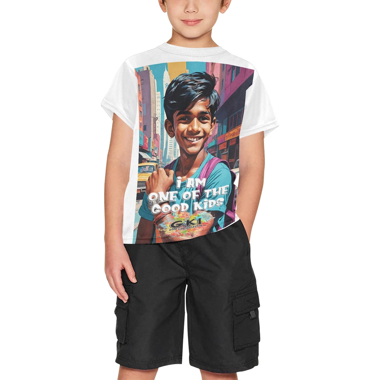 Big Boys' All Over Print Crew Neck T-Shirt(T40-2)